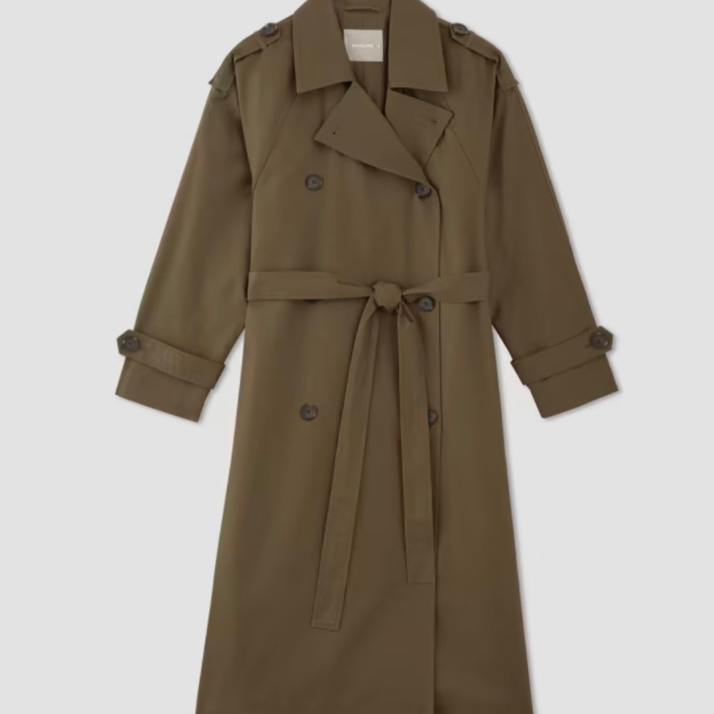 Everlane The Cotton Long Trench. Dark khaki (close to brown). XXS oversized fit